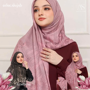HIJAB SEGIEMPAT VOAL MOTIF LASERCUT ETHICA ELEMENTAL BENTALA SQUARE