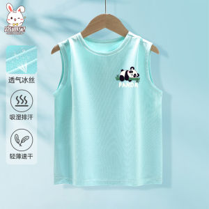 Childrens Ice Silk Thin Vest Summer Sporty Mesh Top Quick Dry Shoulder Boys Barriers Running Suit Casual Style round Neck