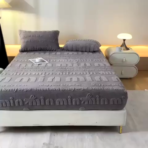 Bộ 3 món ga gối nỉ lông thỏ MinMin bo chun bọc đệm chất liệu mềm mại không rụng lông an toàn cho sức khỏe đủ kích thước m6-m8-2m2