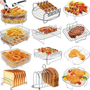 Air Fryer Baking Rack Metal Square/Round/Rectangle Oven Grill Racks Thickened Multi-layer Detachable Grill Rack Kitchen Tools