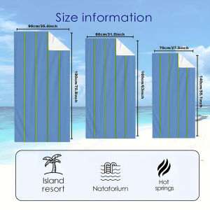 BILIBILI | Blue Green Vertical Stripe Quick Drying Microfiber Beach Towel Lightweight for Swimming Camping Yoga - Bath Towel