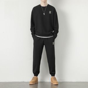 ROMON | Trendy Casual Loose Waffle Jogging Set 2 Pieces