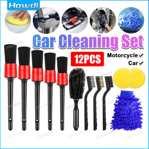 12PCS Car Detailing Brushes Set Interior Cleaning Brush Slot Brush Car Grooming Brush Wash Tool