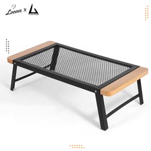 Meja Lipat Camping Portabel Kayu & Jala Besi – Folding Net Table