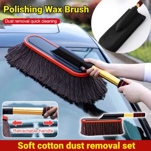 Car Cotton Wax Brush Multifunctional Telescopic Brush Microfiber Car Duster Dusting Brush Household Cleaning Tool 洗车刷