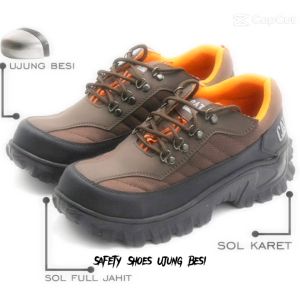 SEPATU BOOTS SAFETY PRIA CAT GASIO UJUNG BESI KERJA LAPANGAN PROYEK OUTDOOR HIKING ADVENTURE