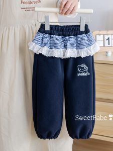 Cartoon Lace Trimmed Long Pants