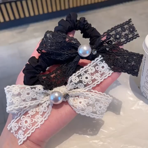 Fyngalery ♛ Ikat Rambut Scrunchie Pita Renda Karet Rambut Fashion Korea Aksesoris Rambut Wanita DP411