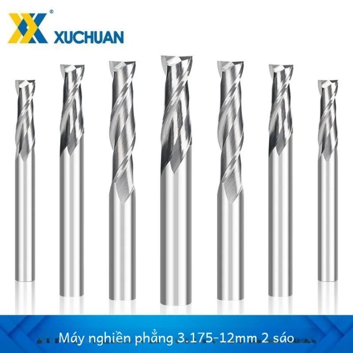 2 Sáo Xoắn Ốc Dao Phay Đầu Phẳng Cối Xay Cacbua CNC Router Bit Cho Chế ...