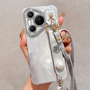 Huawei Pura80 P70Pro P60 P50 P40 P80 Ultra Pearl Wristband Phone Case Full Cover Lens Film Crossbody Strap Protective Shell