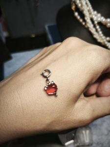 Mặt dây chuyền-Charm hồ ly đá đỏ kèm dây chuyền mãnh có tăng đơ