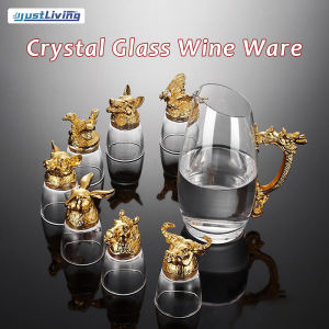 JustLiving 13Pcs Chinese Zodiac Shot Glasses and Baijiu Set Elegant Drinkware and Unique Gift Idea Glassware Gift Set with Artistic Animal Handles and Stand