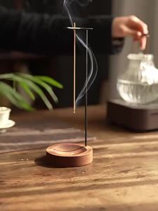 Creative Upside Down Incense Burner Incense Stick Holder Wooden Round Incense Tray Ornament Bedroom Home Yoga Decoration Crafts