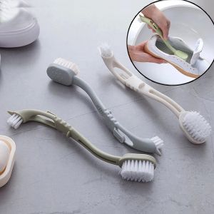 Multi-functional Double-head Long-handle Cleaning Shoe Brush Anti-slip Handle Can Hang Cleaning Brush Bathroom Kitchen Cleaning Tool