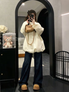 XUECAIQI | Korean Style Warm Thicker Cotton Coat Jeans Culottes Two Piece Set