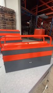 TRENY 3 Layers Cantilever Metal Tool Box Portable Large Storage Organizer 5 Tray Solid Metal Tool Box / Stainless Steel Toolbox Household Storage Box