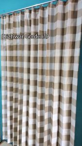 Gorden Katun Polimikro motif kotak kotak Gorden jendela dan pintu tipe Cantolan kawat prisket