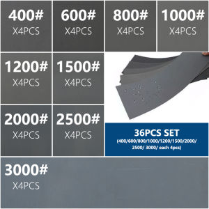 XCAN 36Pcs Sandpaper Set 400 600 800 1000 1200 1500 2000 2500 3000 Grit Wet/Dry Sanding Paper Grinding Polishing Abrasive Tools