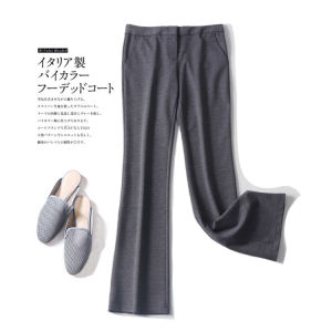Slimming Smooth Versatile Womens Pants High Waist Straight Leg Casual Harem Pants Polyester Fiber Asymmetric Design