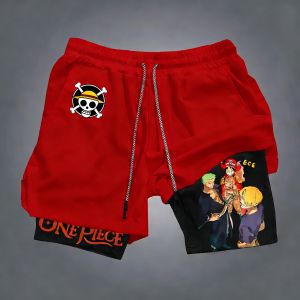 Bandai | ONE PIECE Mens Summer Shorts 2026 New Anime Creative Printed Football Swimming Breathable Speed Drying 2-in-1 Sports Shorts