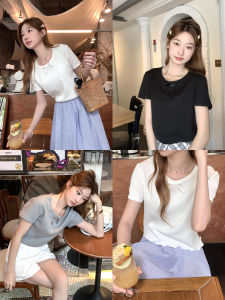 เสื้อยืดคอกลมแขนสั้นผ้าฝ้ายแท้สำหรับผู้หญิง ทรงหลวม ทรงคลาสสิก ระบายอากาศได้ดี เสื้อผ้าทำงานสไตล์เกาหลี ฤดูร้อน 2025