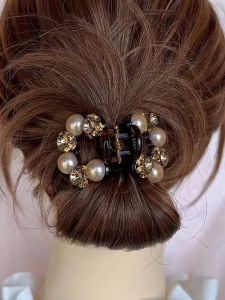 2024 New Pearl Hair Claw Womens Elegant Half-Upside-Down Hair Clip Side Bangs Shark Bite Hair Clip Hair Accessories