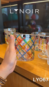 Ly Thủy Tinh Tumbler - Colored Lattiace Pattern | 300ml | [LYNOIR_LY067]