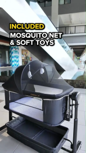 Crolla ANYA Side by Side Electric Baby Swing Crib (Jet Black) Multipurpose Crib Katil Bayi