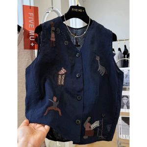 FLICBS | Áo Vest Không Tay Thêu Nặng Chất Liệu Linen Cao Cấp Dành Cho Người Béo