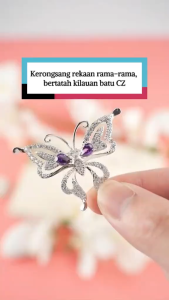 KERONGSANG TUDUNG Rerama Saduran Rhodium Permata Putih Purple Zhulian