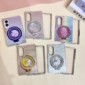Case for Galaxy Z fold 8 ultra 8/7/6/5 Luxury Diamond Plating Sparkle Glitter Water Ripple Magnetic Kickstand Bracket Girls Women Protective Phone Case for Samsung Galaxy Z Fold 8 (Silver)