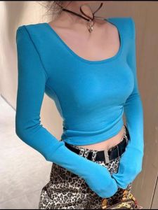 Áo Thun Nữ Dài Tay Ôm Vừa Vặn Cổ Chữ U Pure Desire Dành Cho Thanh Thiếu Niên 18-24 Tuổi Mùa Xuân 2025 Chất Liệu Khác