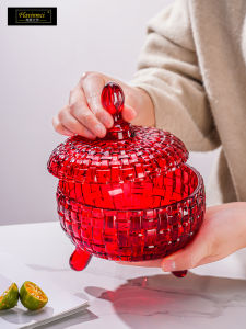 European Style Glass Candy Jar with Lid Fruit Snack Storage Container for Living Room Home Decorative Utensils Storage Canister