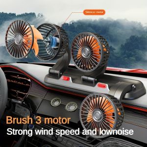 New Car Fan 360° Adjustable Triple-Head 12V/24V USB Powerful Cooling Circulation Ideal for Vehicle Comfort on Long Drives amagi
