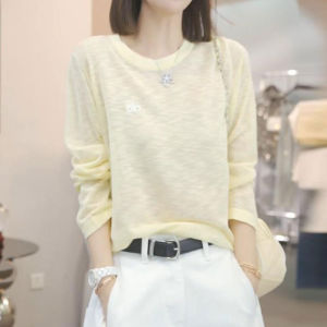 Shalldoer | Korean Style Simple Design Loose Slimming Long Sleeve T-Shirt Womens Autumn New Street Unique Beautiful Top Round Neck Short Length