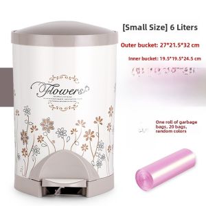 Large Size Pedal Operated Plastic Trash Can European Style with Lid for Living Room Bedroom Bathroom Office Household Waste Bin