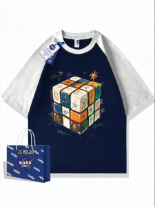 Summer Patchwork Streetwear Raglan 100% Cotton Color Block Loose T-Shirt