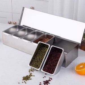 2/3/4/6 Compartment Condiment Rack Stainless Steel Kitchen Condiment Storage Organizer Rack