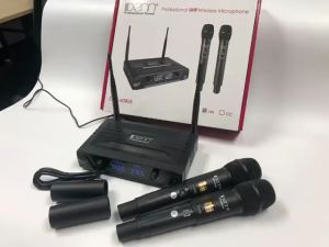 Original Denn DPM-608US (HH) Dual Channel Ultra High Frequency (UHF) Professional Wireless Handheld Microphone Mic Karaoke (2 Handset Microphones) [Mikrofon Tanpa Wayar] GANTV
