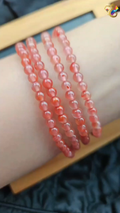 Collection Grade Icy Nanhong Red Agate 108 Beads Necklace / Bracelet