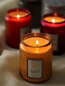 Scented Candles 200g for meditate altar sleep home display relaxing natural soy wax embossed glass aroma essential oil long-lasting smokeless candles air purification healing good mood romantic fragrance baptismal candle souvenir wholesale aromatherapy
