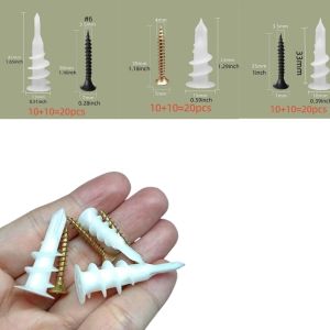 Self Drilling Drywall Anchor with Tapping Screw for Plasterboard Gypsum Hollow Cavity Wall Expansion Plug Plastic Nylon 10sets