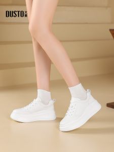 Giày Đế Dày Đế Cao DUSTO Giày Đế Bằng Thường Ngày Cho Nữ Giày Đế Bằng Da PU Đế Cao Su Mùa Thu Đông Giày Đế Bằng Đế Dày