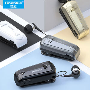 Fineblue F520 Bluetooth Headset Collar Clip Earphone Universal Earpiece Wireless Retractable Headphone With Microphone For Portable Phone Calls Incoming Voice Prompt Vibration Reminder Can Connect Two Phones At The Same Time
