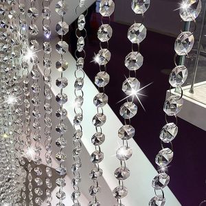 10/20/30/40/50 Meters Crystal Acrylic Gems Bead Strands Hanging Clear Diamond Chain for Wedding Birthday Party Decorations