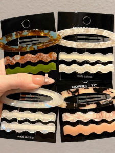 Retro Acetate Hair Clips Oval BB Clips Women Simple Hair Cards High-End Feeling Forehead Clips Tortoiseshell Edge Hair Accessories