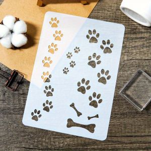 1PC Dog Paw Stencil for Painting Reusable Paw Print Stencil A4 Size for DIY Wall Art Floor Decoration Pet Theme