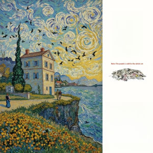 1000pcs Van Gogh Starry Night Puzzle - Large 19.7x29.5 Inch Thick Cardboard with Seamless Edges Van Goghs Iconic Reproductio
