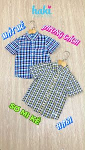 Áo sơ mi cộc tay bé trai áo sơ mi vải 100% cotton cho bé từ 10-26kg áo đi học cho bé trai hàng chính hãng HAKI HK522