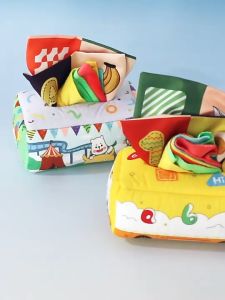 [Choo Choo Toy] Tissue Box Soft Stuffed High Contrast Crinkle Montessori Scarf Sensory Toys 宝宝纸巾盒抽纸玩具 Mainan Bayi - BT373
